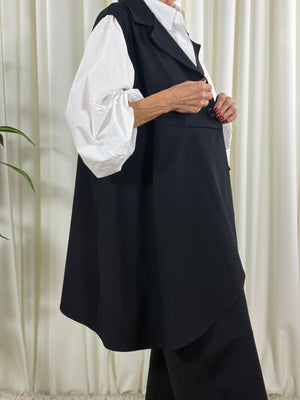 isadora asymmetric waterfall waistcoat in black