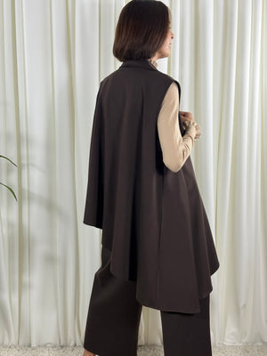 isadora asymmetric waterfall waistcoat in chocolate
