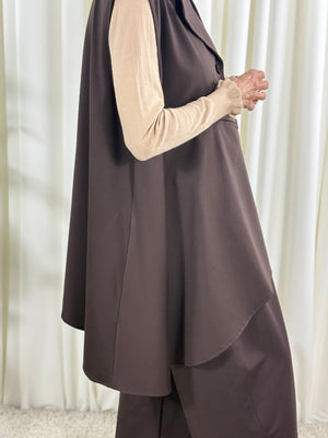 isadora asymmetric waterfall waistcoat in chocolate