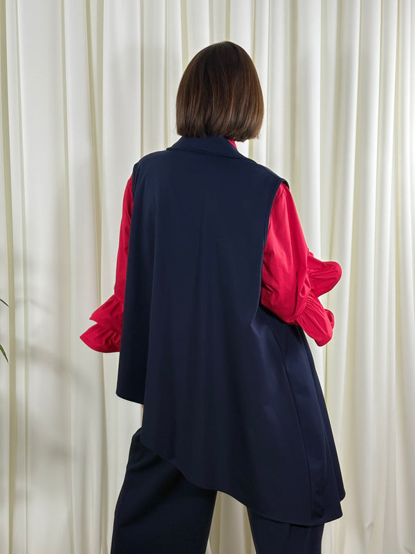 isadora asymmetric waterfall waistcoat in navy