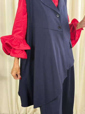 isadora asymmetric waterfall waistcoat in navy