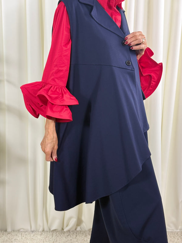 isadora asymmetric waterfall waistcoat in navy