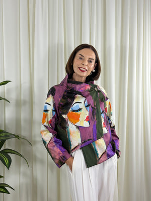 Barcelona asymmetric jacket in magenta