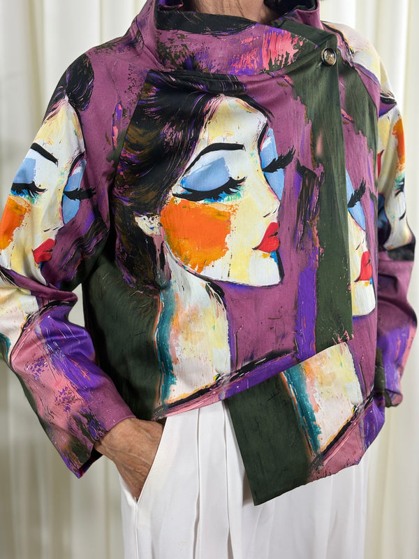 Barcelona asymmetric jacket in magenta