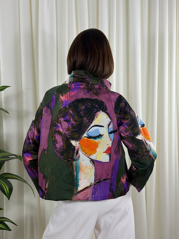 Barcelona asymmetric jacket in magenta