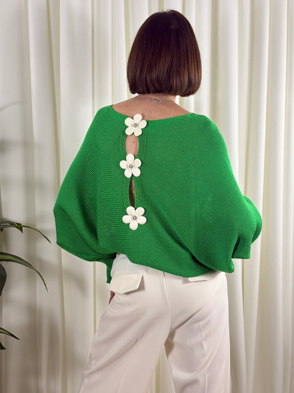 Rachel full sleeves knitwear in emerald green