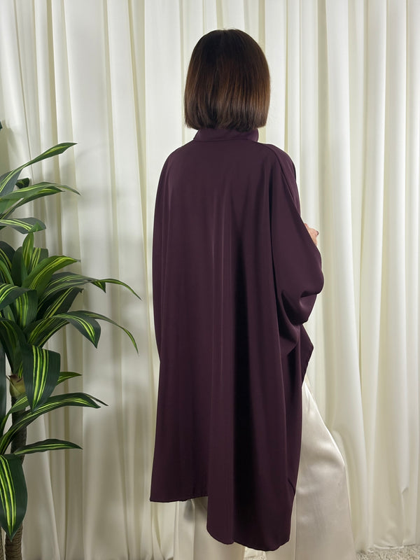 Serene three quarter watrfall jacket in red wine - Bond Street Store