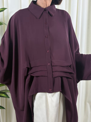 Serene three quarter watrfall jacket in red wine - Bond Street Store
