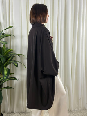 Serene three quarter watrfall jacket in chocolate - Bond Street Store
