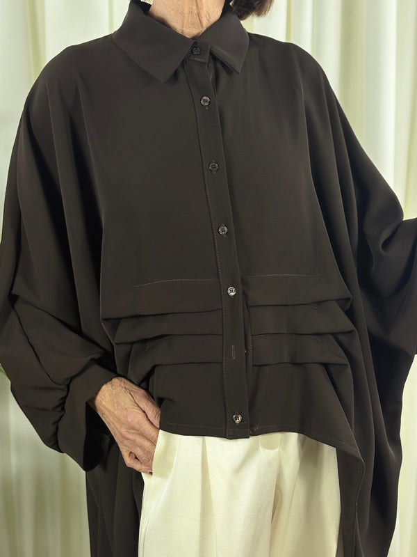 Serene three quarter watrfall jacket in chocolate - Bond Street Store