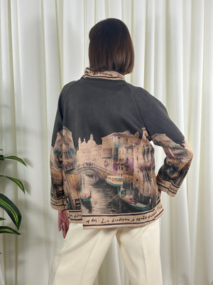 Colorado asymmetric waterfall jacket in charcoal grey