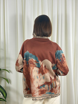 Arizona asymmetric waterfall jacket in rust