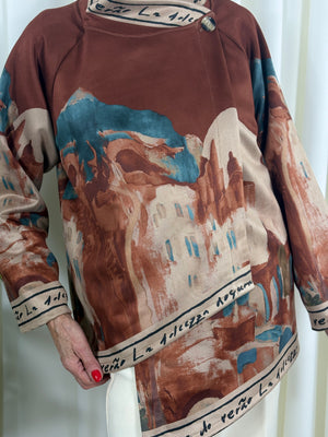 Arizona asymmetric waterfall jacket in rust
