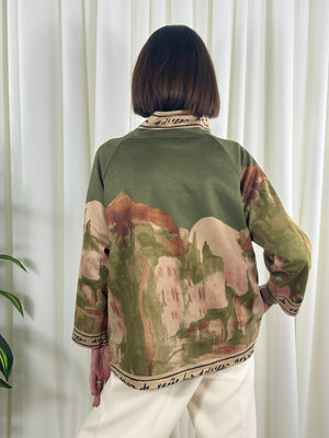 Arizona asymmetric waterfall jacket in sage