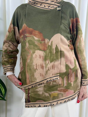 Arizona asymmetric waterfall jacket in sage
