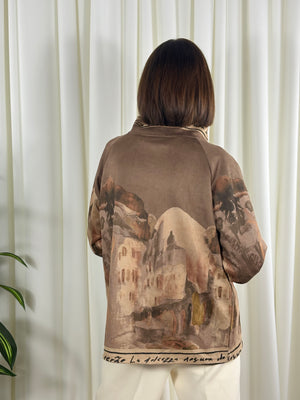 Arizona asymmetric waterfall jacket in mocha