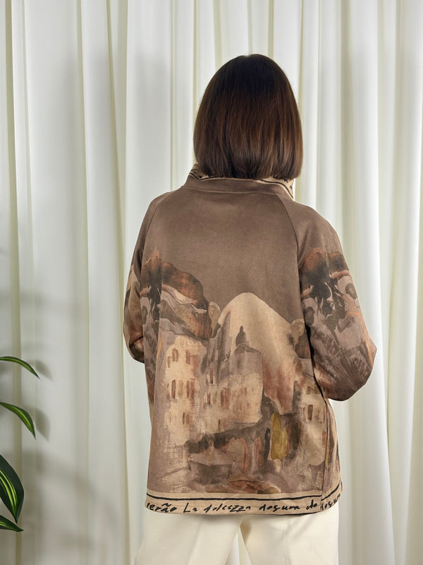 Arizona asymmetric waterfall jacket in mocha