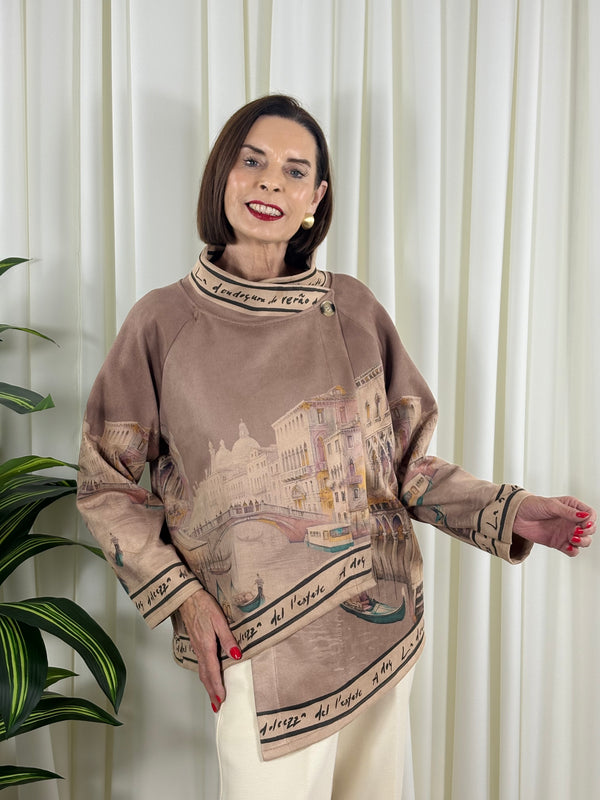 Colorado asymmetric waterfall jacket in sand