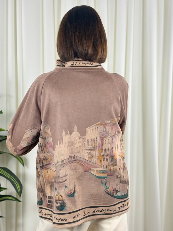 Colorado asymmetric waterfall jacket in sand