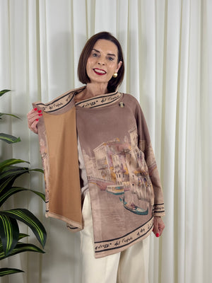 Colorado asymmetric waterfall jacket in sand
