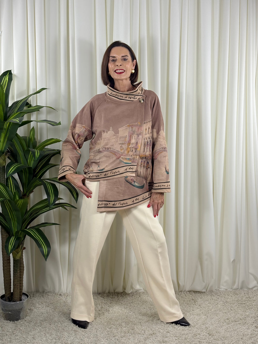 Colorado asymmetric waterfall jacket in sand