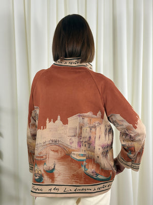 Colorado asymmetric waterfall jacket in rust