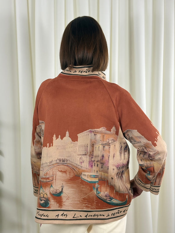 Colorado asymmetric waterfall jacket in rust
