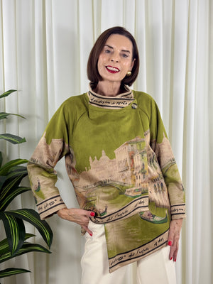 Colorado asymmetric waterfall jacket in pistachio