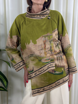Colorado asymmetric waterfall jacket in pistachio