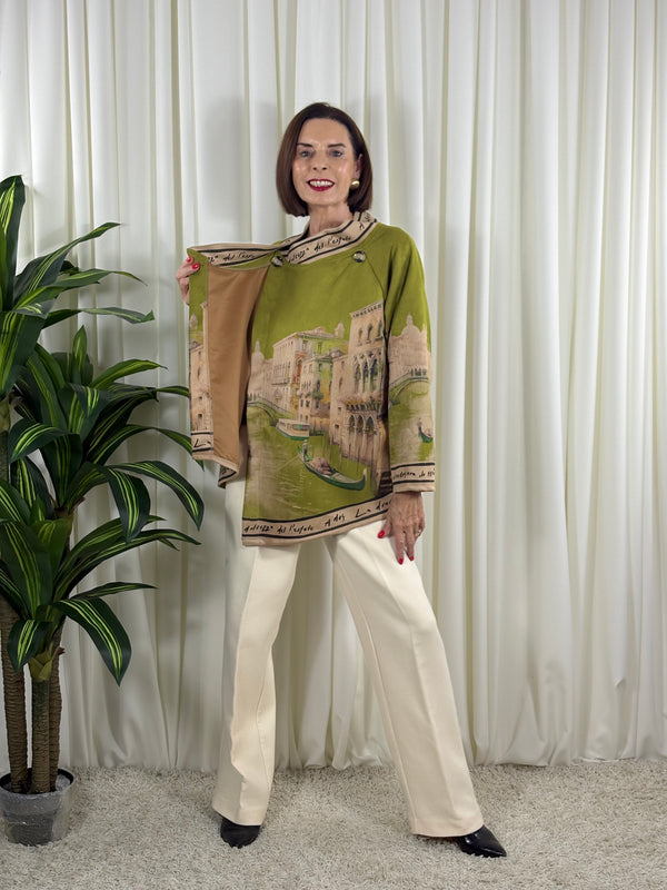 Colorado asymmetric waterfall jacket in pistachio