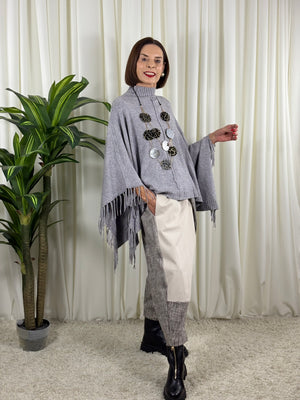 Pedro poncho style knitwear in grey