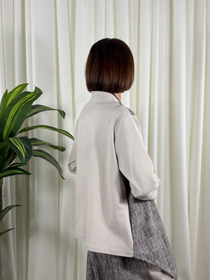 Raquel asymmetric jacket in beige and grey