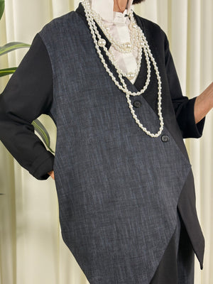 Raquel asymmetric jacket in navy and black