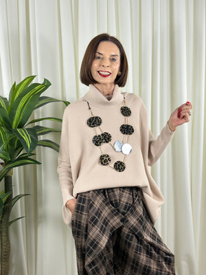 Isabelle soft roll neck top in beige