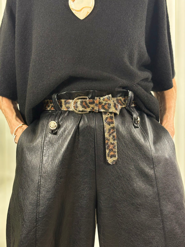 Puloma diamnte leopard print belt