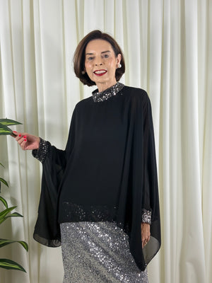 Melony Waterfall top in black
