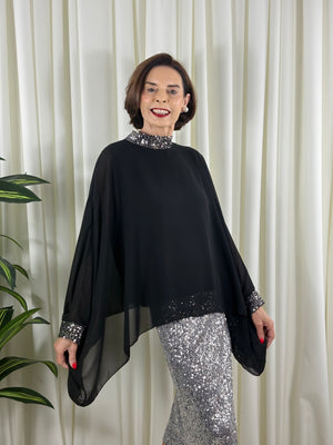 Melony Waterfall top in black