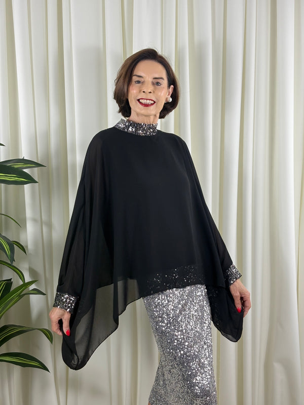 Melony Waterfall top in black