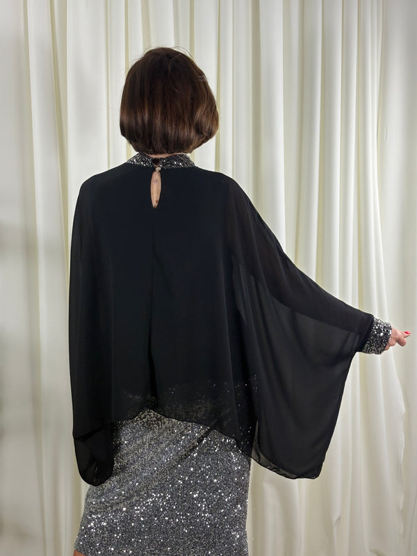 Melony Waterfall top in black