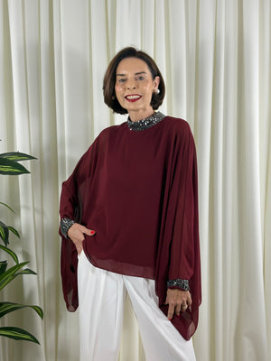 Melony Waterfall top in mulberry