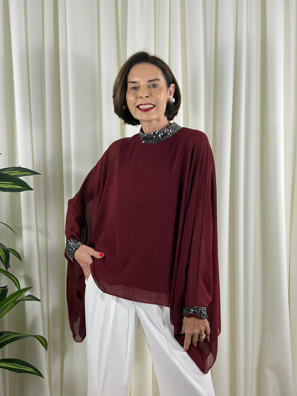 Melony Waterfall top in mulberry