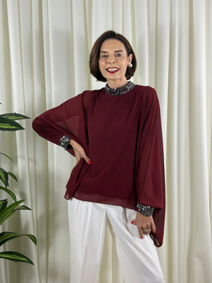 Melony Waterfall top in mulberry