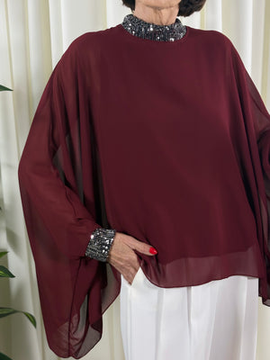 Melony Waterfall top in mulberry