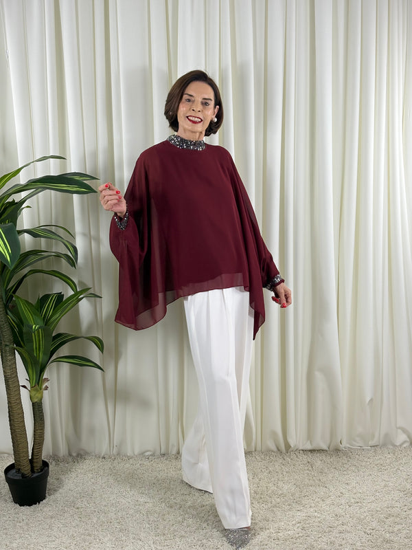 Melony Waterfall top in mulberry