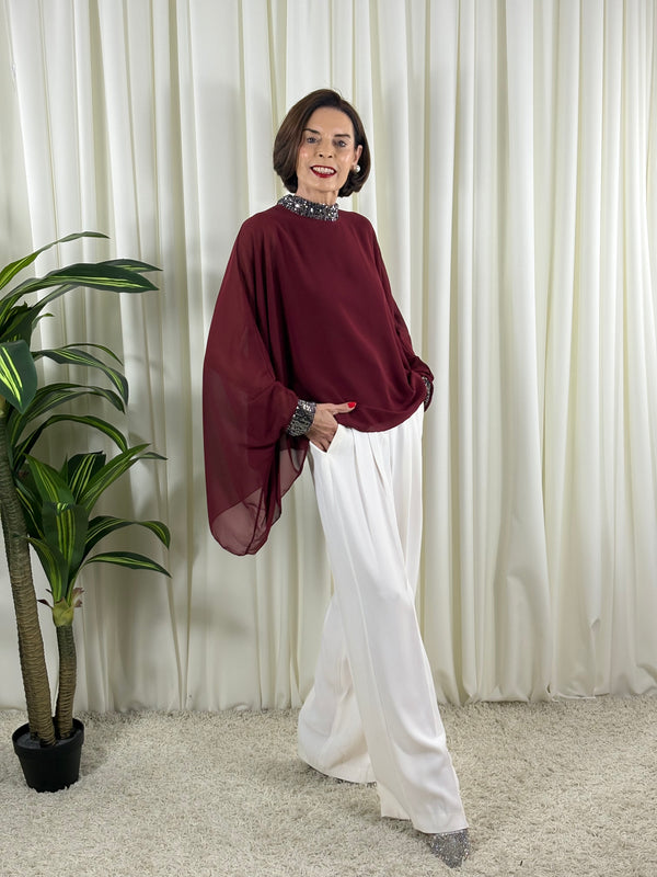 Melony Waterfall top in mulberry