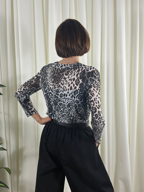 Jona Mesh top in snow leopard print