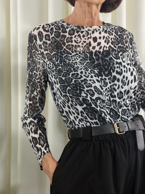 Jona Mesh top in snow leopard print
