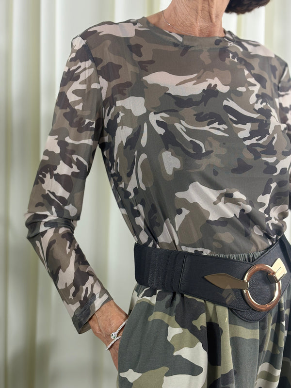 Jona Mesh top in camouflage