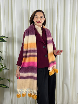 Dolly scarf in cranberry and beige
