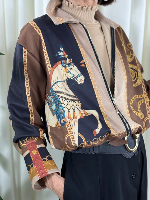 Sicily jacket in chocolate, navy and beige